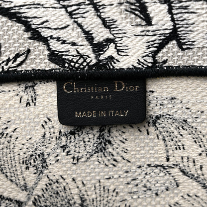 Christian Dior Canvas Embroidered Toile De Jouy Book Tote White Black 6 of 10