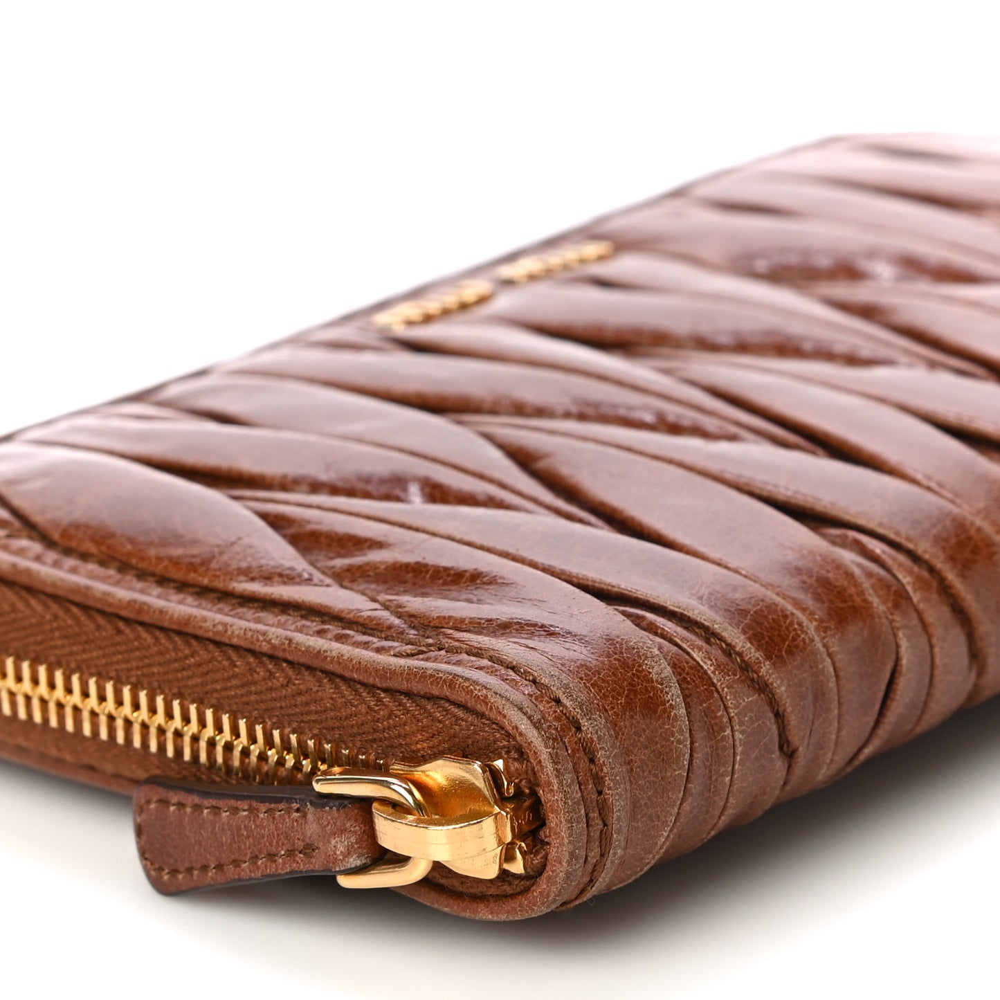 Matelasse Zip Around Wallet Brown