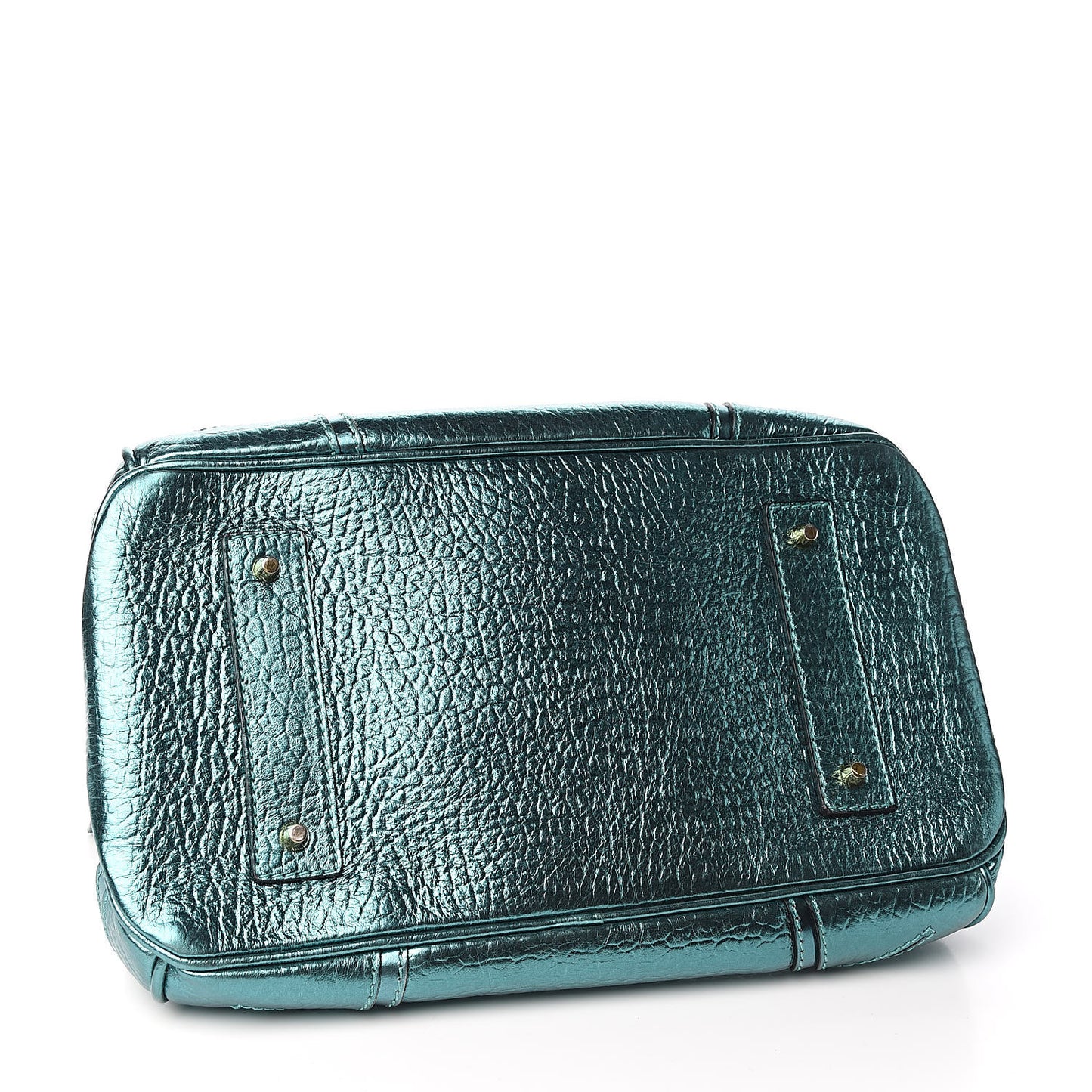 Metallic Calfskin Blaze Satchel Petrol Blue