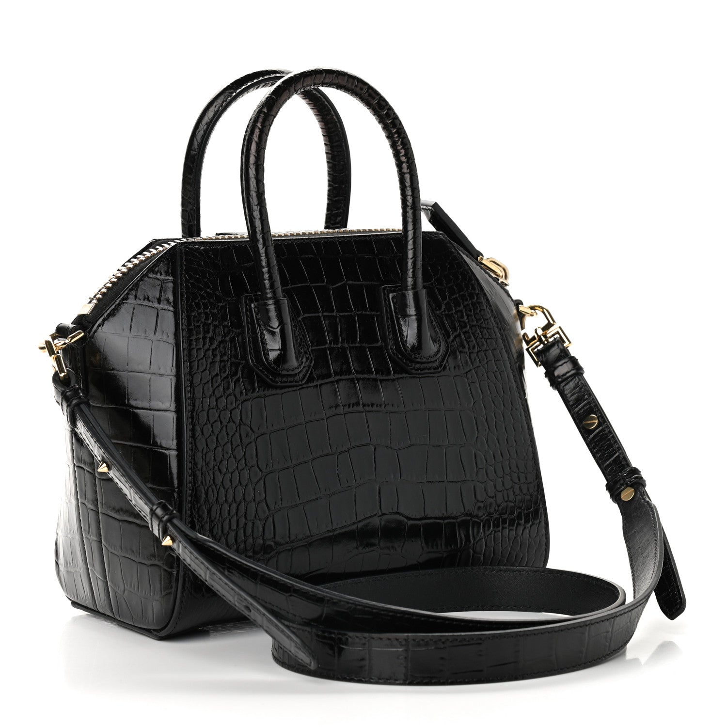 Givenchy Calfskin Crocodile Embossed Mini Antigona Black 3 of 16