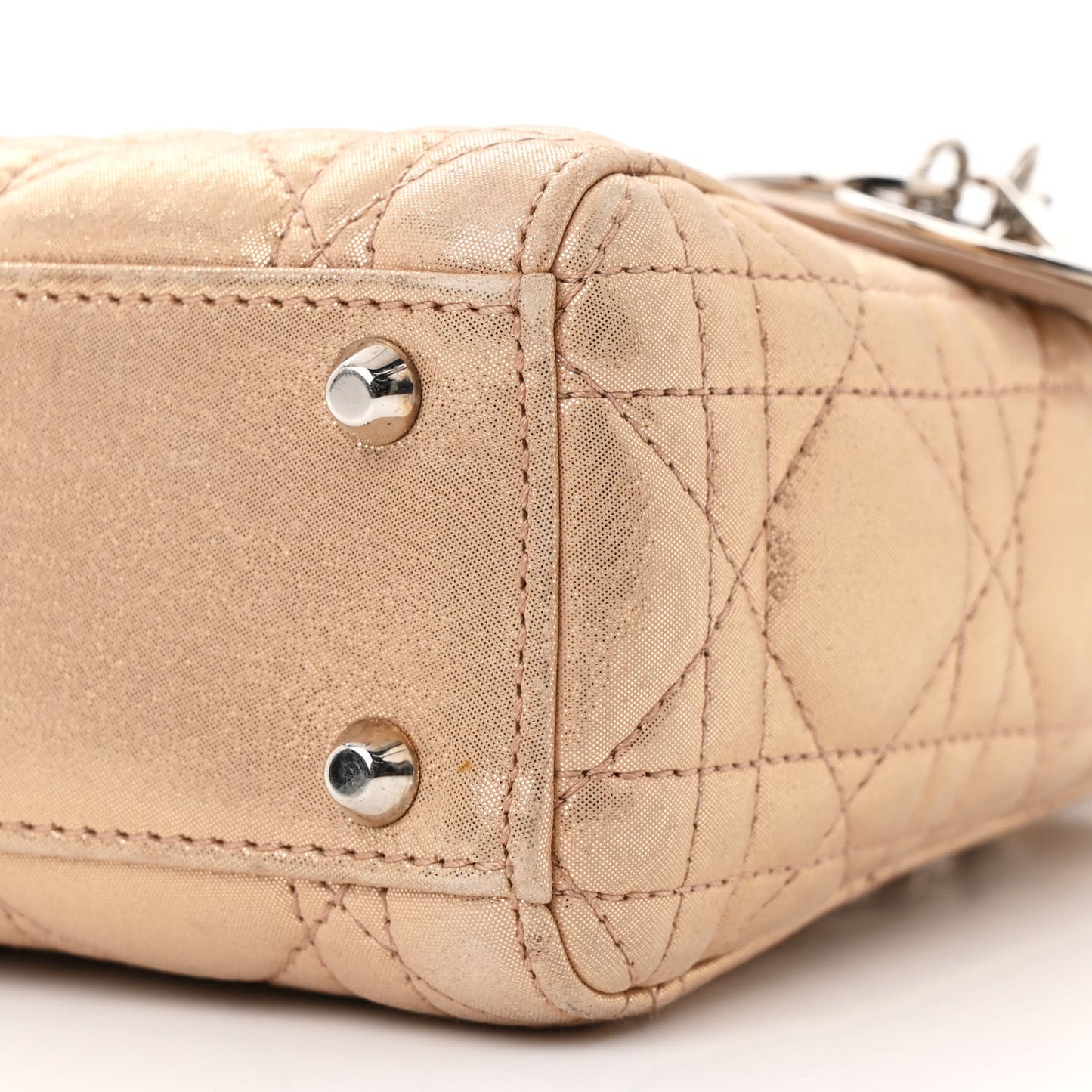 Metallic Nubuck Cannage Mini Lady Dior Gold