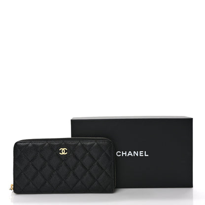 Chanel Caviar Quilted Large Gusset Zip Around Wallet Black 10 of 10