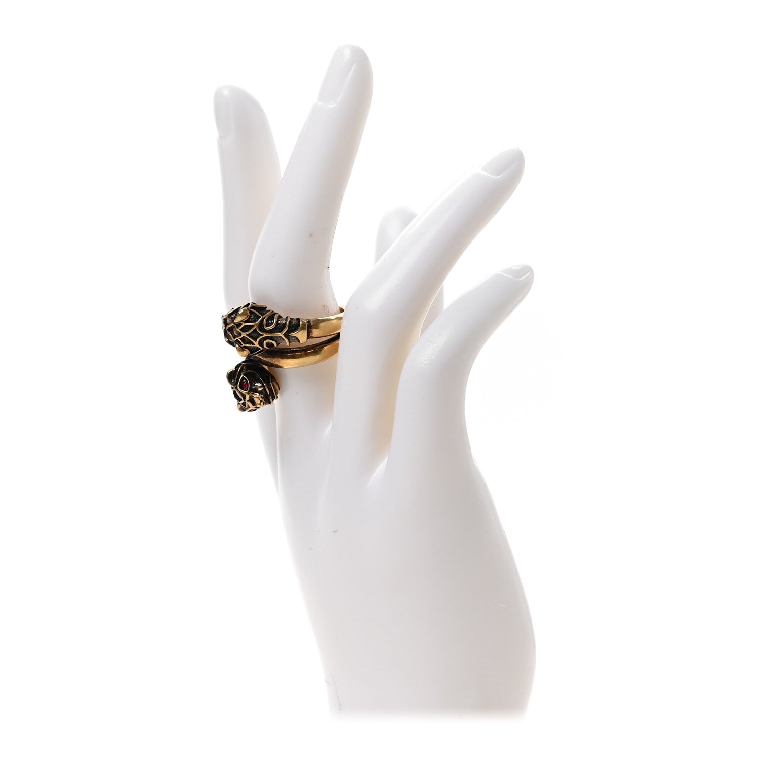 Gucci Tiger Heads Double Wrap Ring 59 8.75 Aged Gold 2 of 4