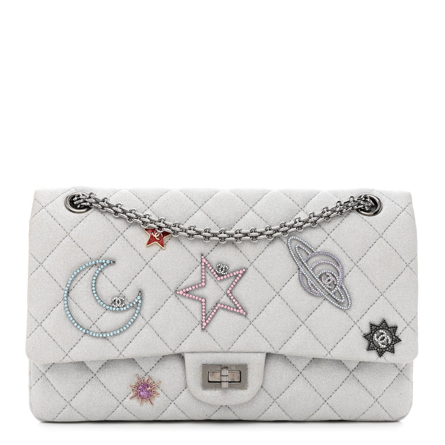 Metallic Canvas Space Charms 2.55 Reissue 226 Flap Silver