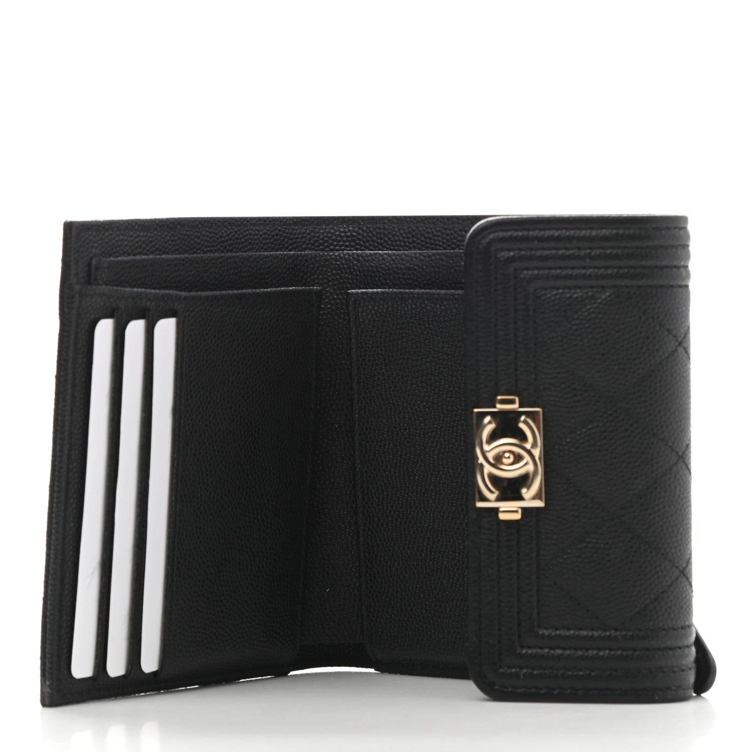 Chanel Caviar Quilted Compact Boy Wallet Black 4 of 8