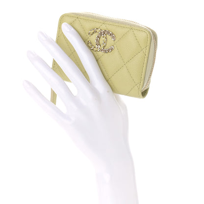 Chanel Caviar Quilted French New Wave Zip Coin Purse Light Green 2 of 7