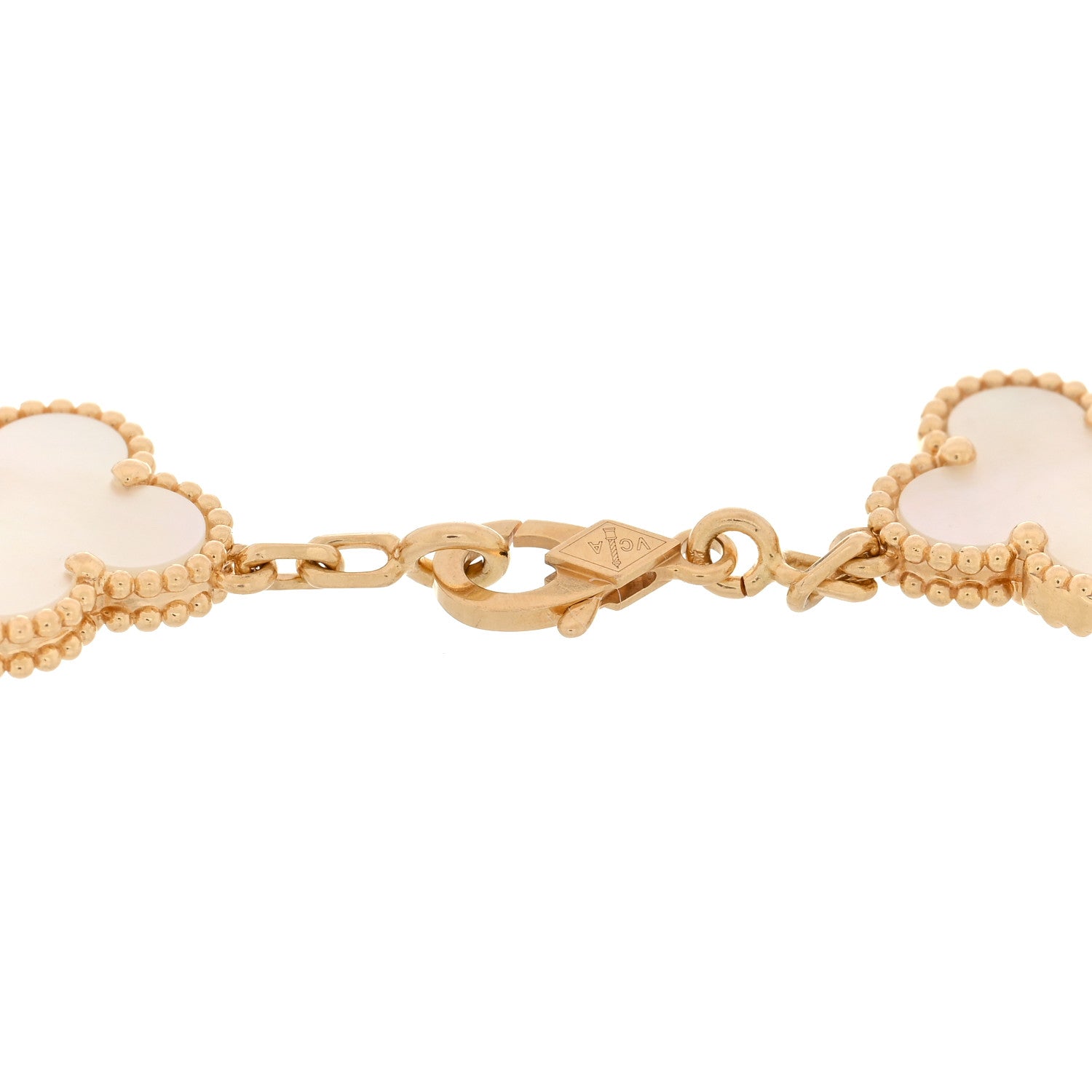 Van Cleef & Arpels 18K Yellow Gold Mother of Pearl 5 Motifs Vintage Alhambra Bracelet 3 of 4