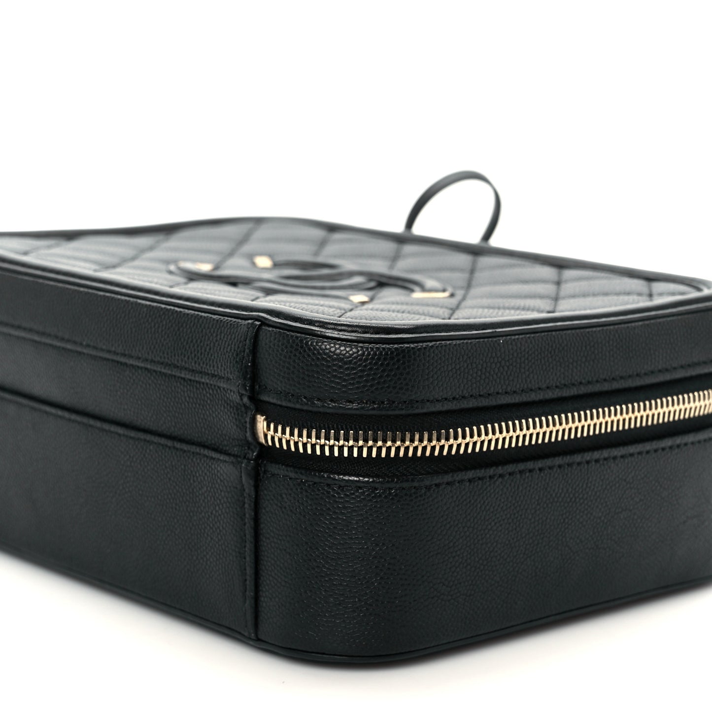Caviar Quilted Medium CC Filigree Vanity Case Black