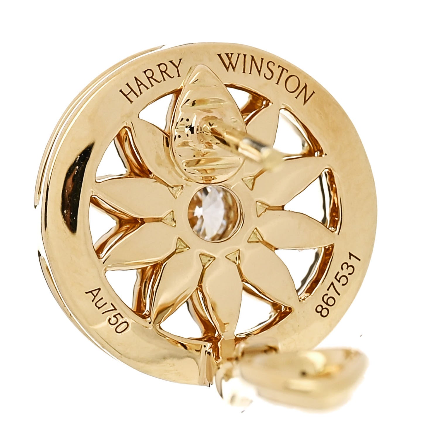 Harry Winston 18K Yellow Gold Diamond Winston Gates Earrings 4 of 5