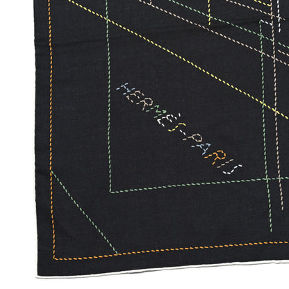 Hermes Silk Embroidered Giant Pique Sellier Scarf 140 Caban Vert Jaune 2 of 5