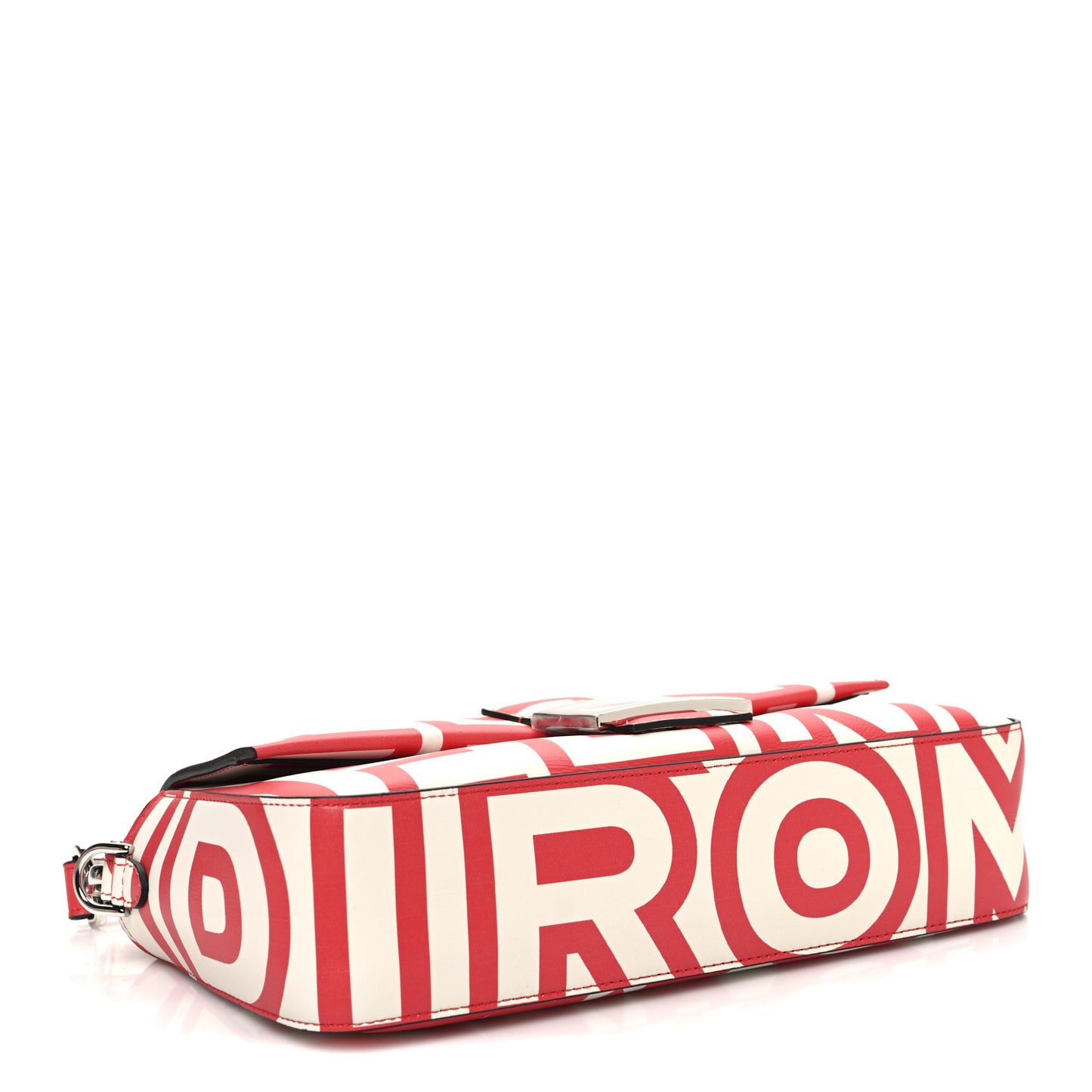X MARC JACOBS Vitello Seta Logo Print Baguette Glow Coral White