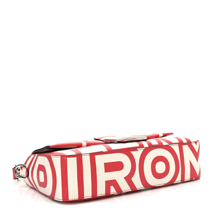 Fendi X MARC JACOBS Vitello Seta Logo Print Baguette Glow Coral White 4 of 10