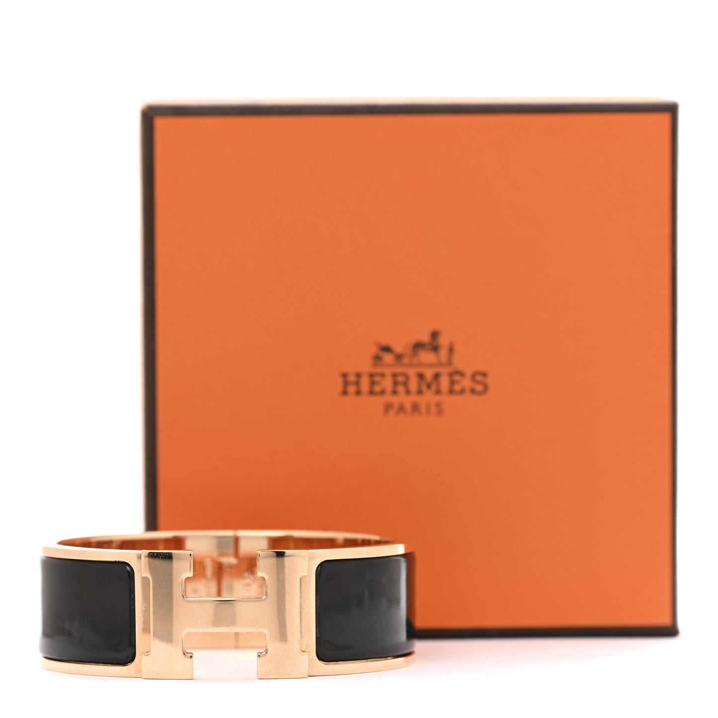 Enamel Wide Clic Clac H Bracelet PM Black