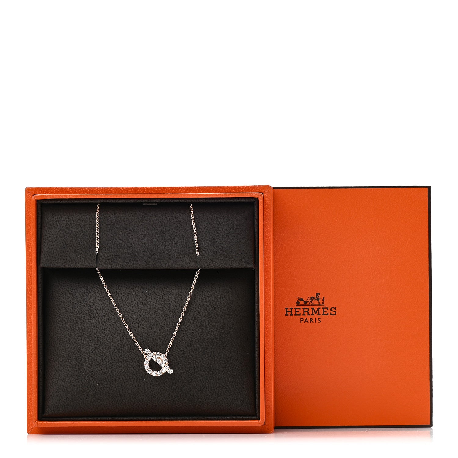 Hermes 18K Rose Gold Diamond Finesse Pendant Necklace 5 of 5