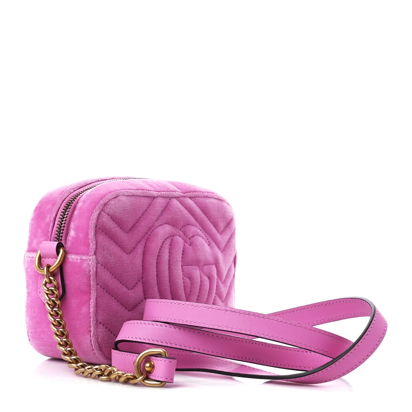 Velvet Matelasse Marquise Crystals Mini GG Marmont Chain Shoulder Bag Malva