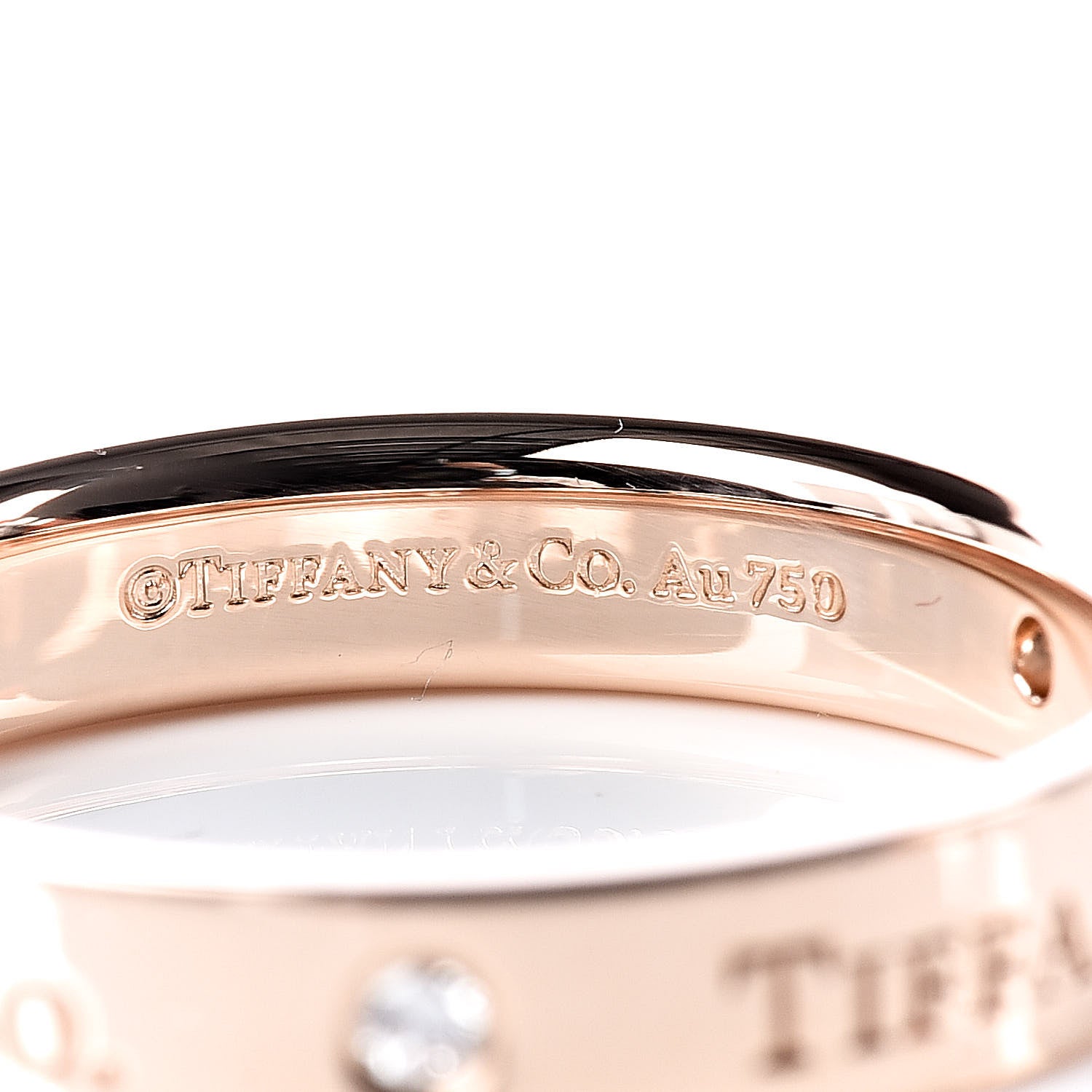 Tiffany 18K Rose Gold Diamond 4mm Logo Band Ring 58 8.25 4 of 4