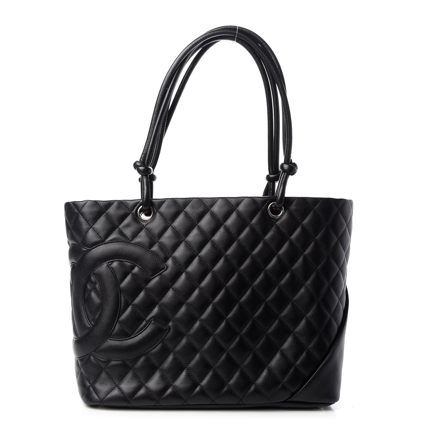 Calfskin Quilted Large Cambon Tote Black