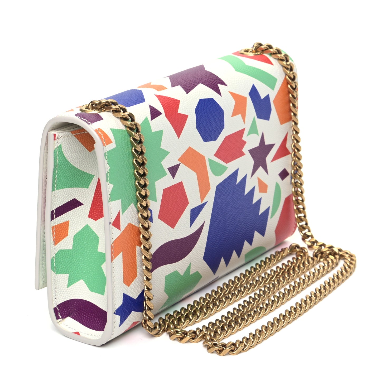 Grain De Poudre Small Classic Monogram Shapes Print Kate Satchel White