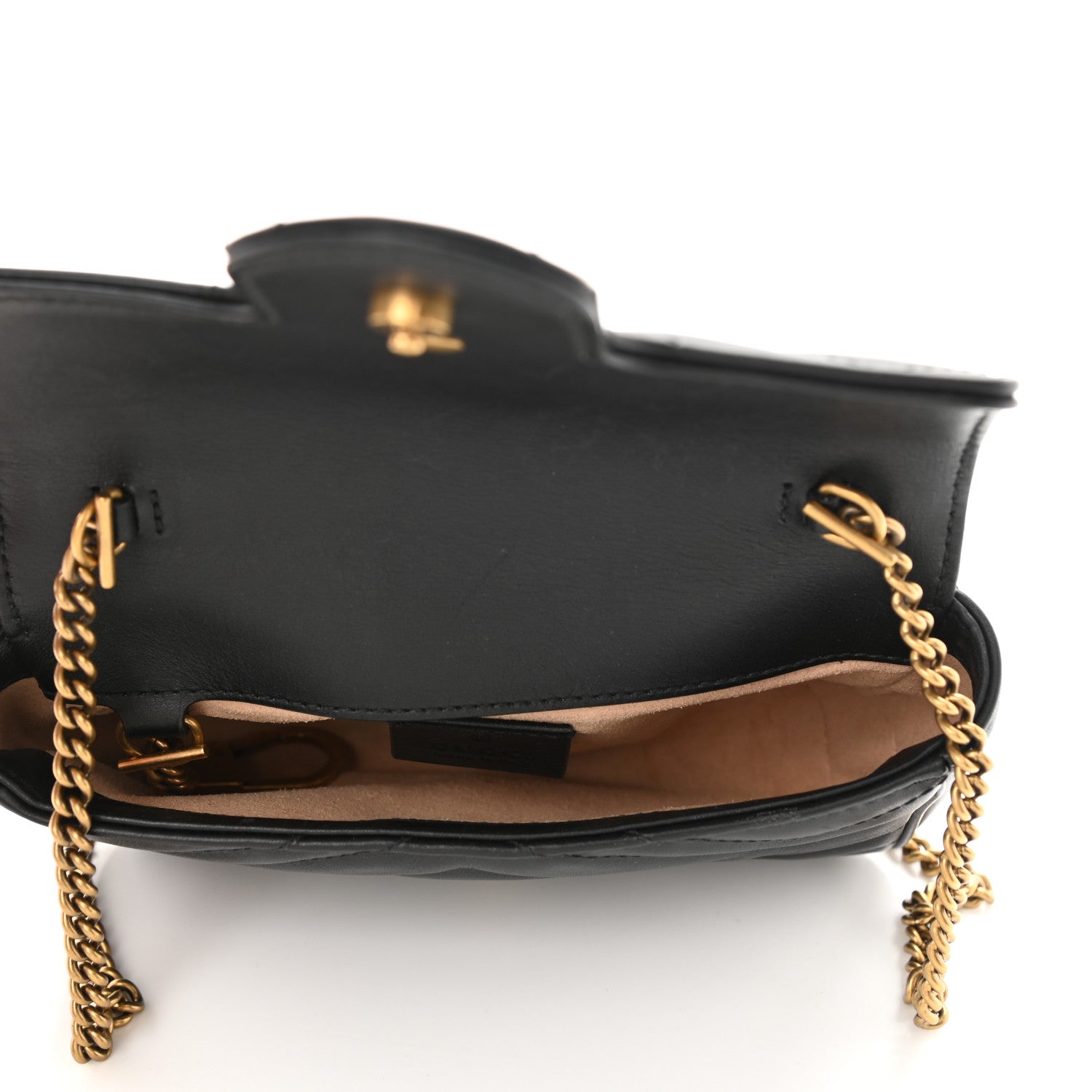 Gucci Calfskin Matelasse Super Mini GG Marmont Shoulder Bag Black 5 of 9