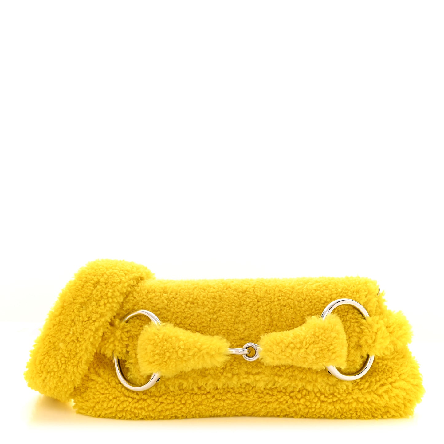 Merino Wool Medium Maxi Horsebit Chain Shoulder Bag Yellow