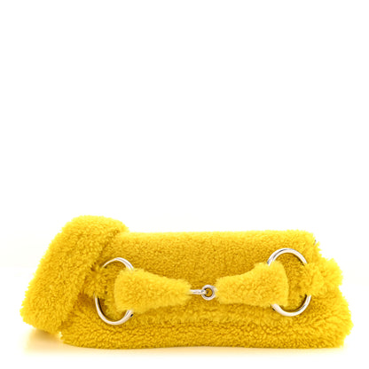 Gucci Merino Wool Medium Maxi Horsebit Chain Shoulder Bag Yellow 1 of 11