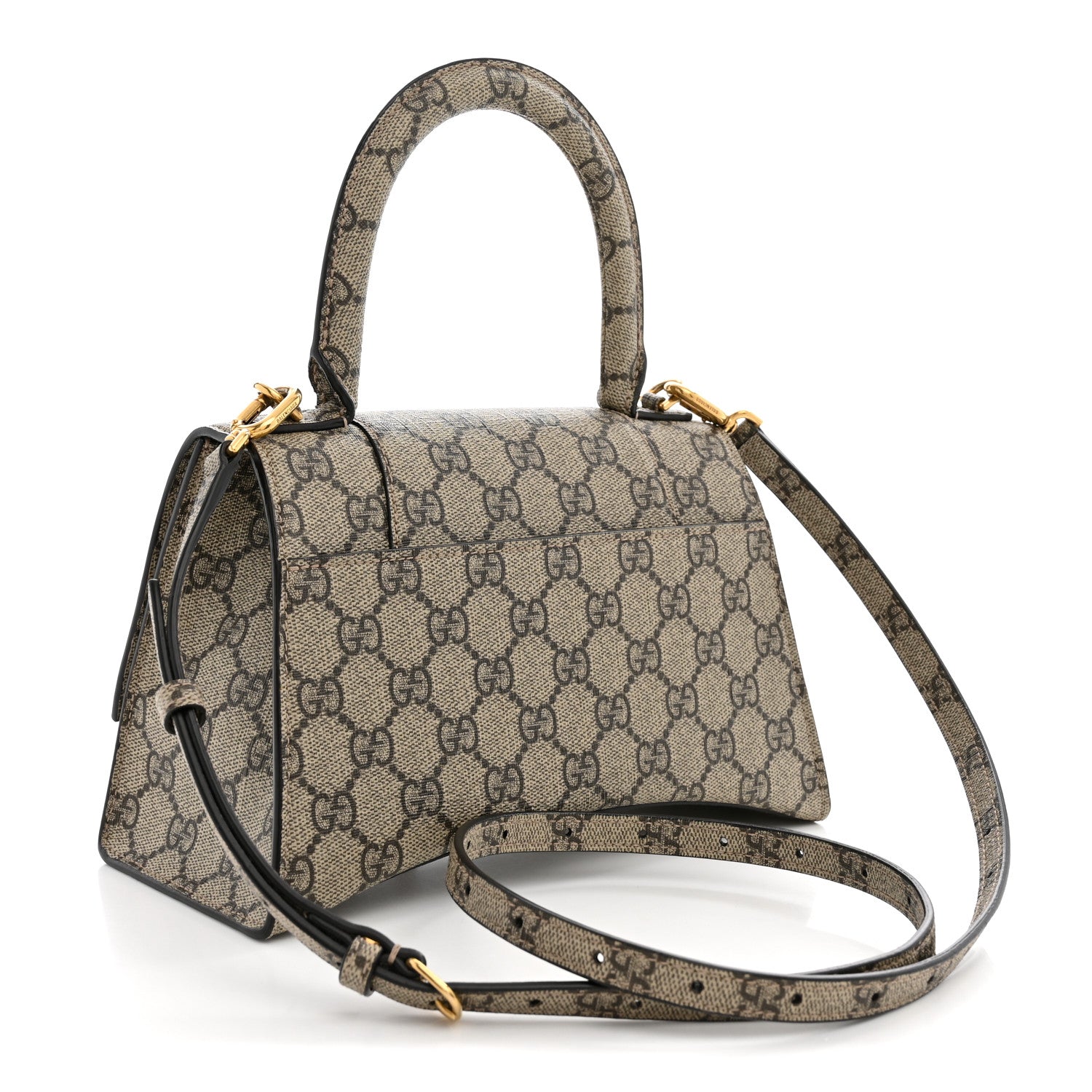 Balenciaga X GUCCI GG Supreme Monogram Small Hourglass Top Handle Bag Beige Ebony 3 of 12
