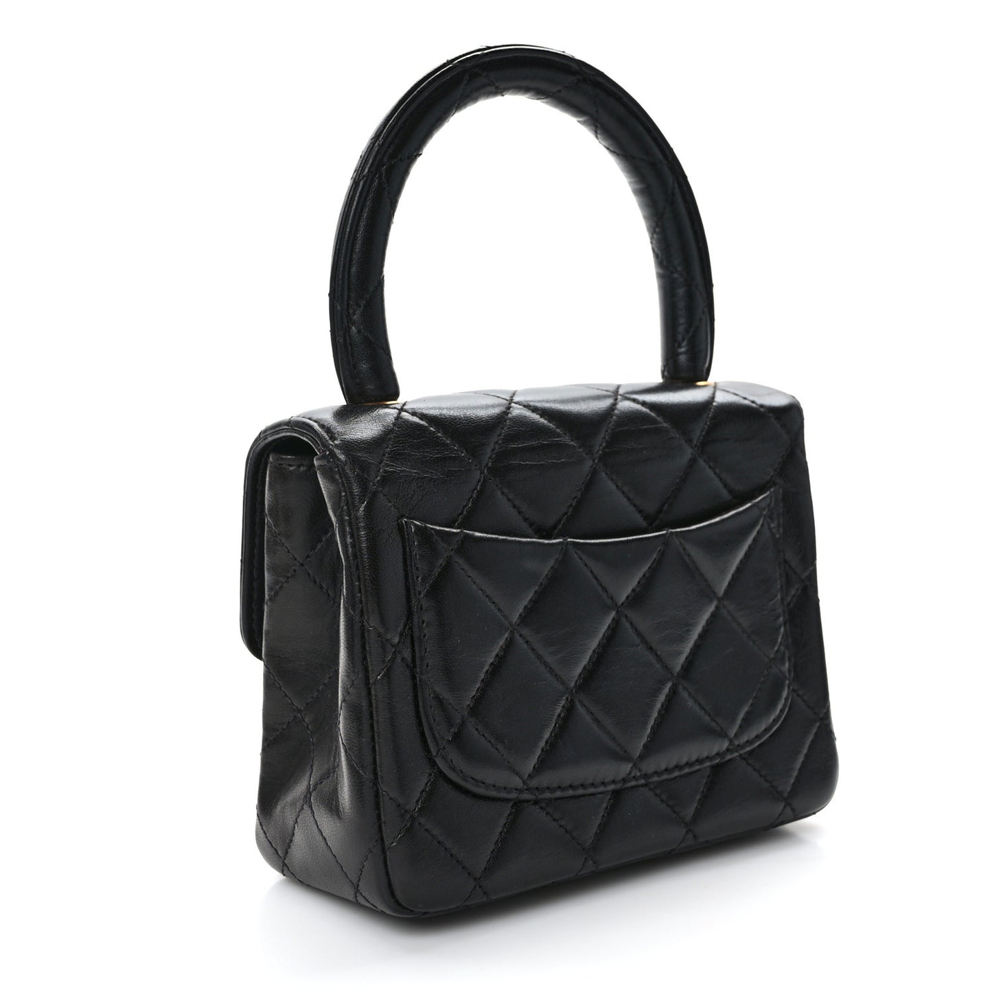 Lambskin Quilted Mini Kelly Flap Bag Black