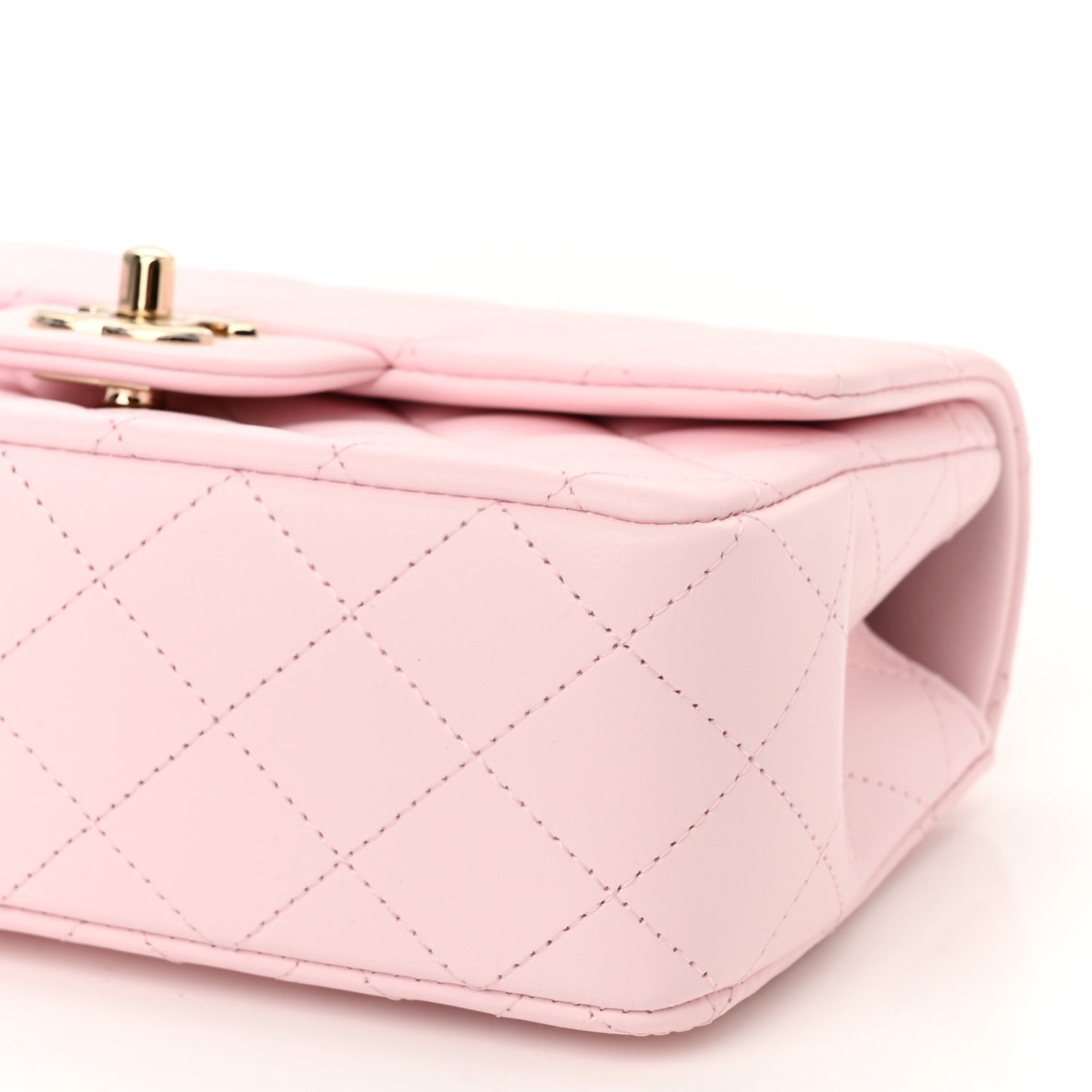 Lambskin Quilted Mini Top Handle Rectangular Flap Light Pink