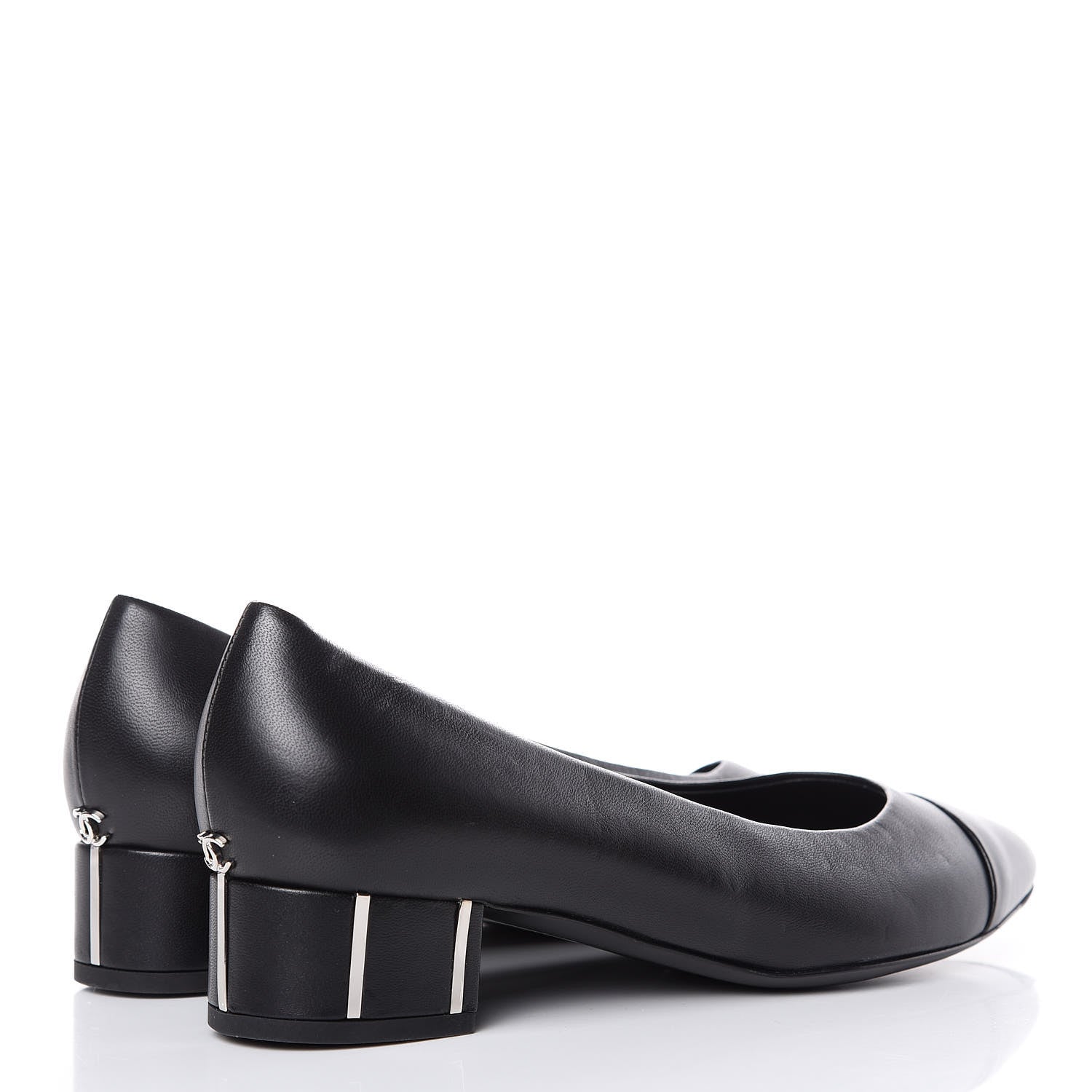 Chanel Lambskin CC Pumps 37 Black 4 of 9