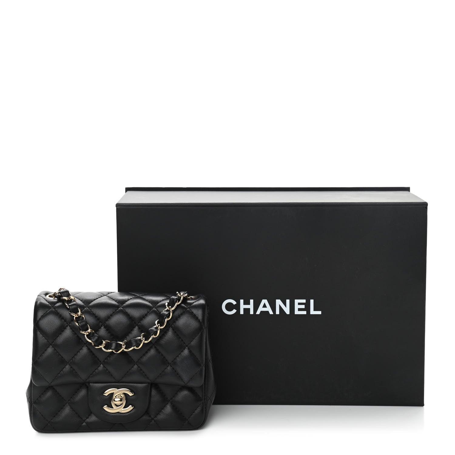 Chanel Lambskin Quilted Mini Square Flap Black 10 of 10