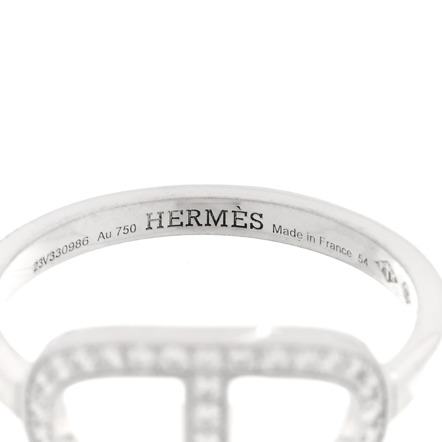 Hermes 18K White Gold Diamond MM Chaine d'Ancre Contour Ring 54 6.75 4 of 5