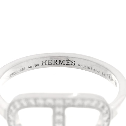 Hermes 18K White Gold Diamond MM Chaine d'Ancre Contour Ring 54 6.75 4 of 5