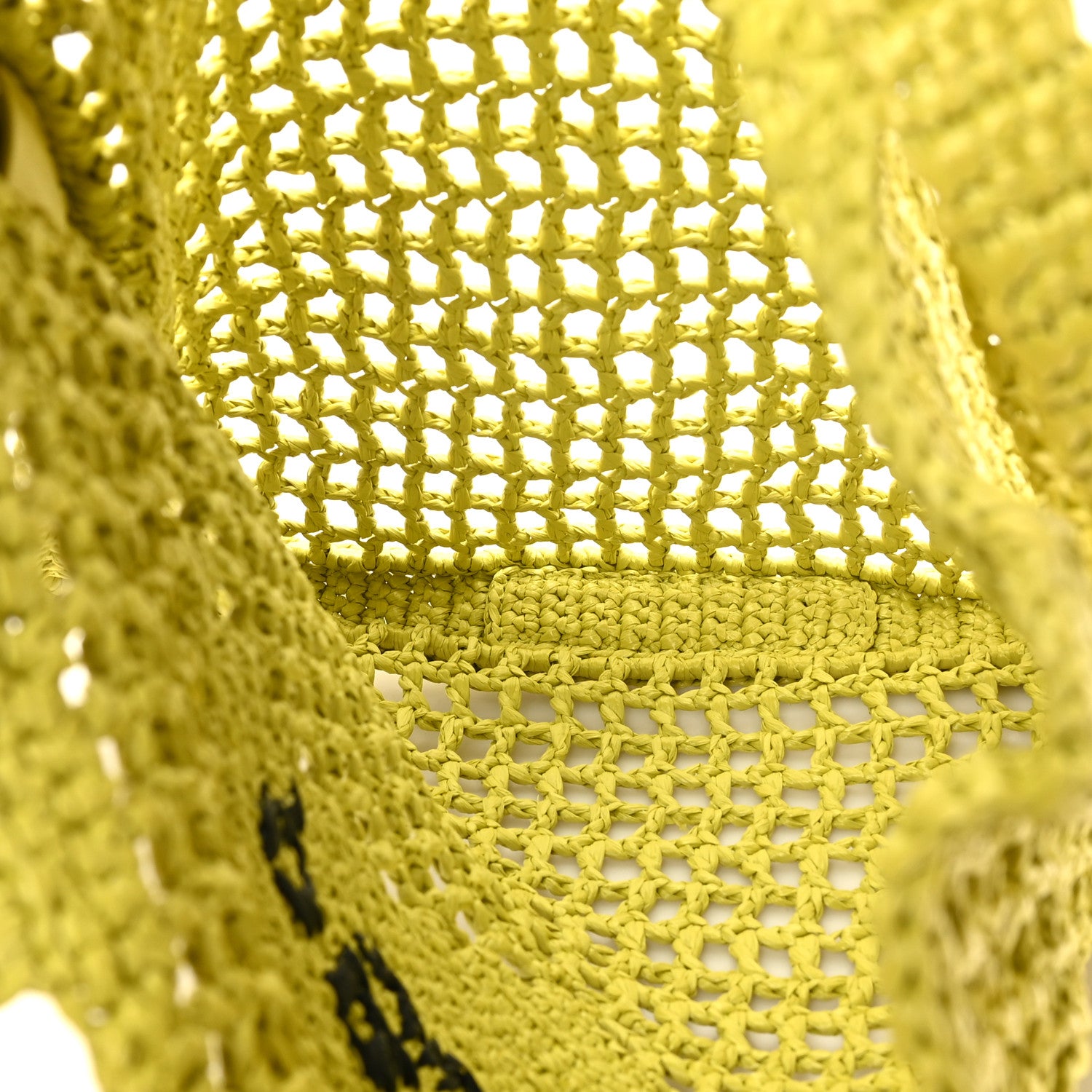 Prada Yarn Raffia Effect Crochet Logo Embroidered Tote Bag Cedro 5 of 9