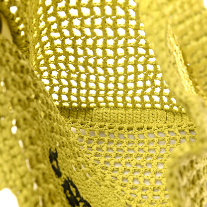 Prada Yarn Raffia Effect Crochet Logo Embroidered Tote Bag Cedro 5 of 9