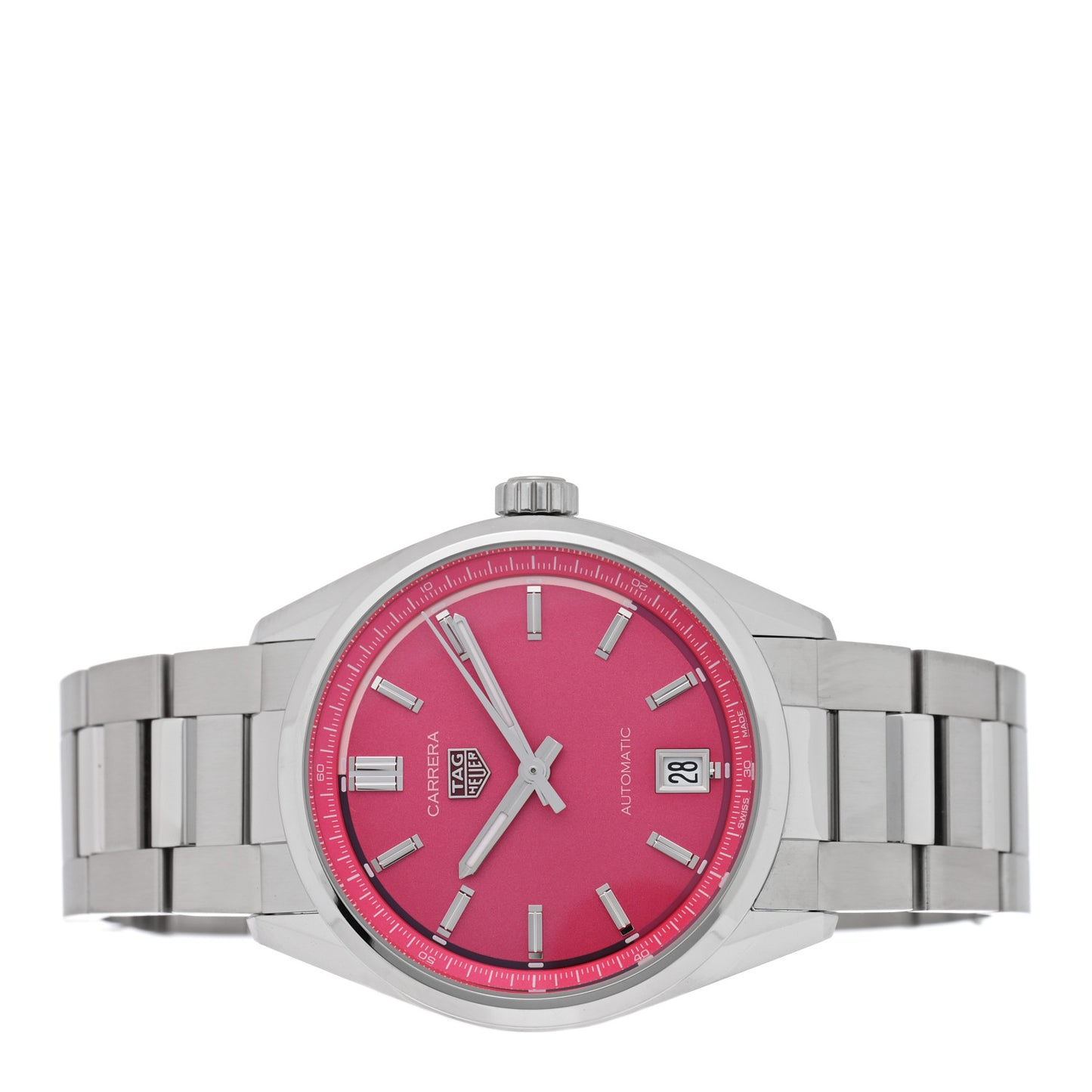 Stainless Steel 36mm Carrera Date Automatic Watch Pink WBN2313