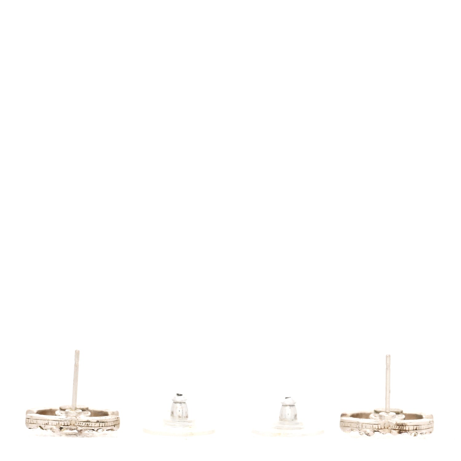 Chanel Metal Crystal CC Earrings Silver 3 of 5