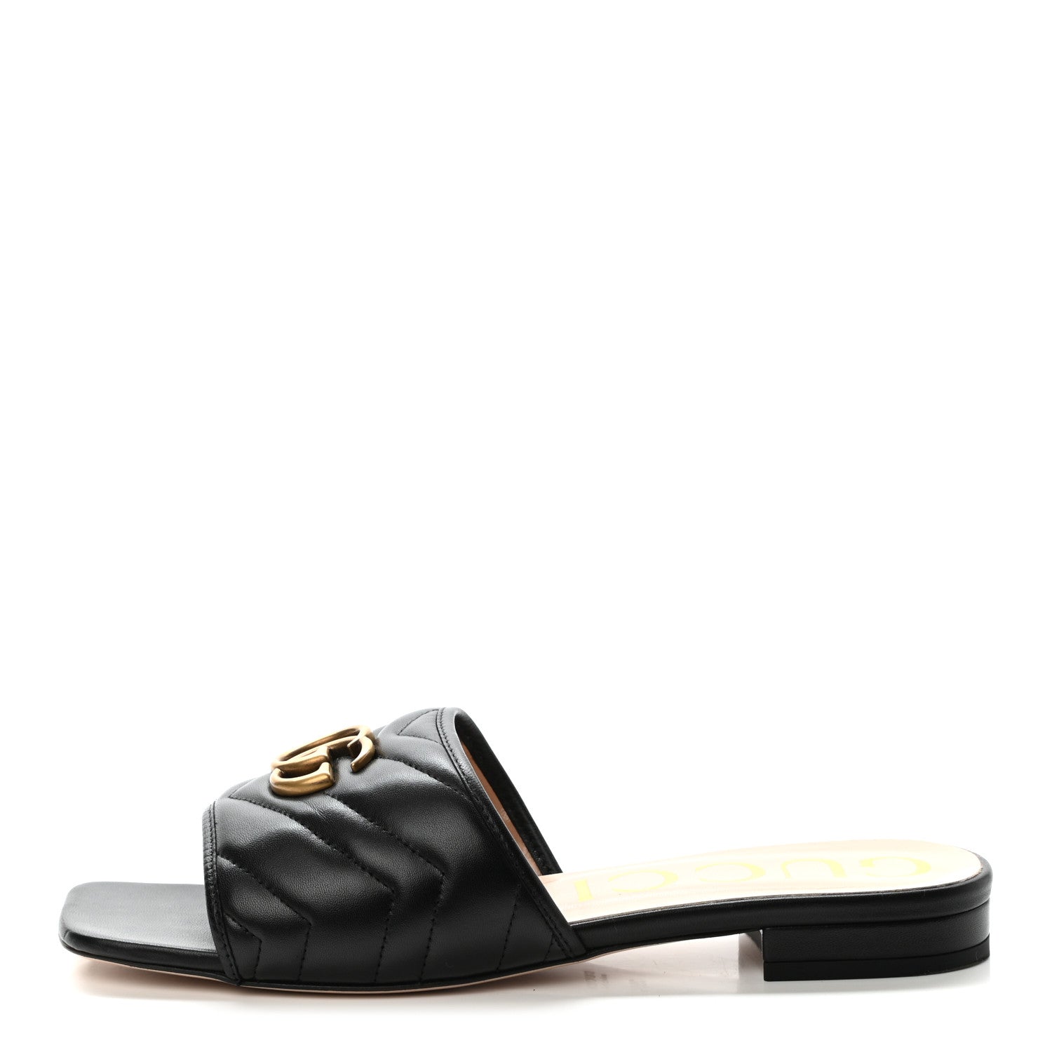 Gucci Nappa Matelasse GG Marmont Flat Slide Sandals 39.5 Black 1 of 9