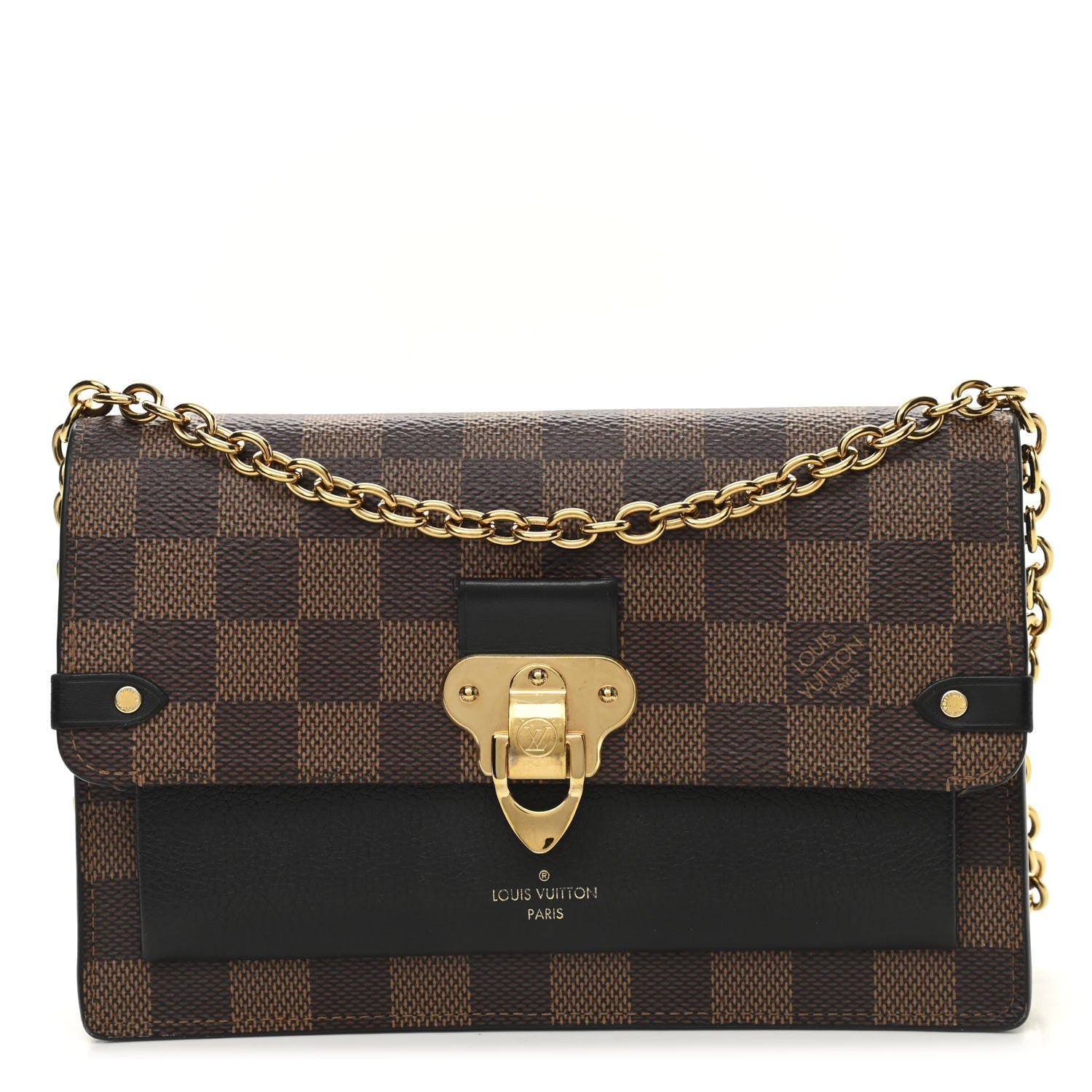 Louis Vuitton Damier Ebene Vavin Chain Wallet Black 1 of 10