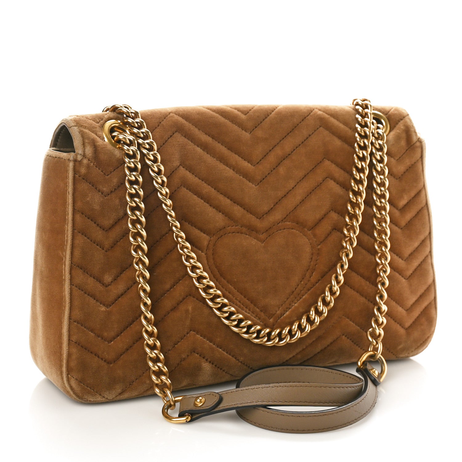 Gucci Velvet Matelasse Medium GG Marmont Shoulder Bag Taupe 2 of 9