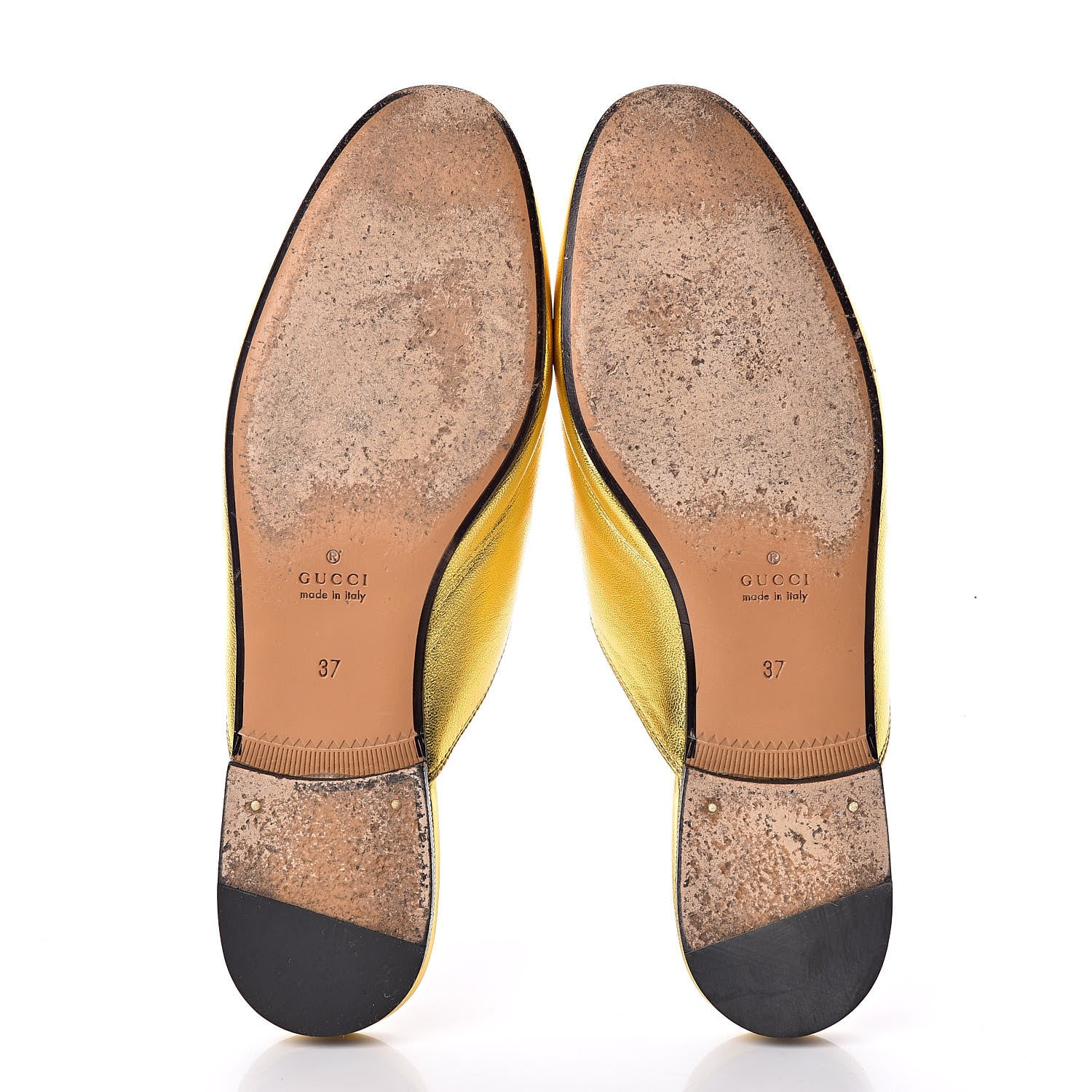 Gucci Metallic Nappa Womens Princetown Slippers 37 Gold 7 of 18