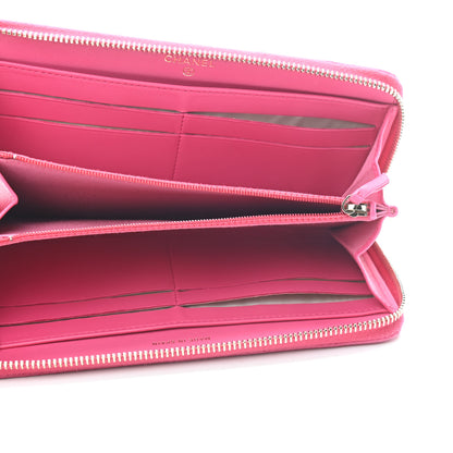 Chanel Lambskin Quilted Large Gusset Zip Around Wallet Pink 5 of 10