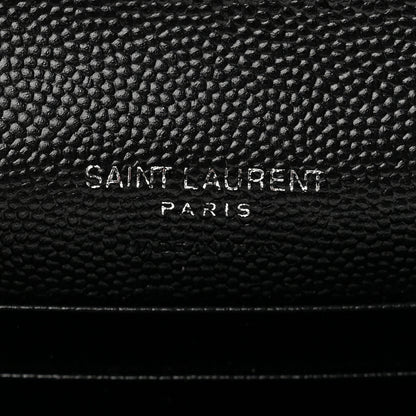 Saint Laurent Grain De Poudre Matelasse Chevron Small Monogram Envelope Wallet Black 6 of 7