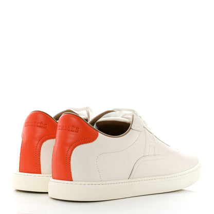 Hermes Calfskin Mens Quicker Sneakers 42.5 White Orange 4 of 8