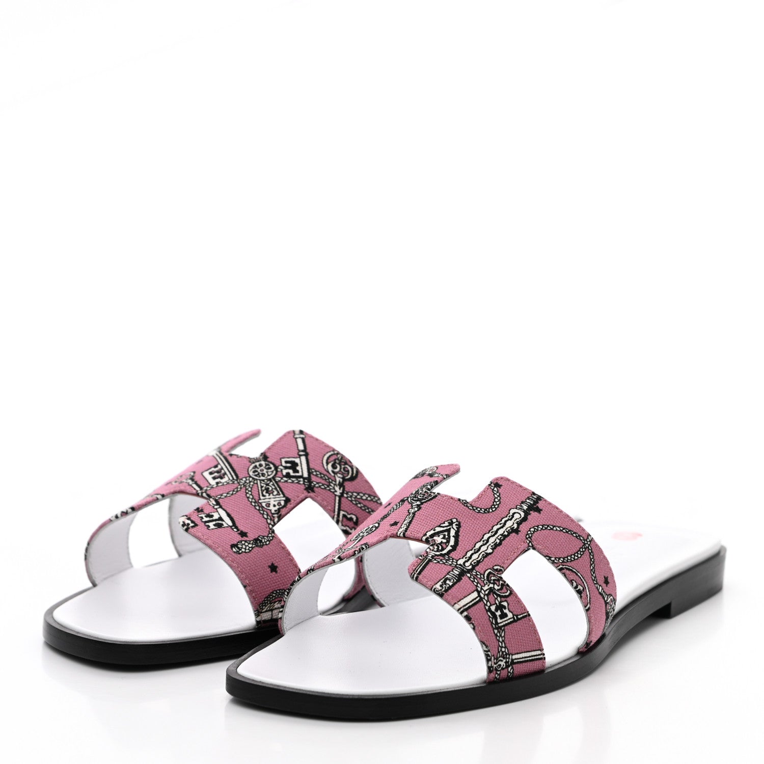 Hermes Cotton Canvas Printed Les Cles Bandana Oran Sandals 35.5 3 of 8
