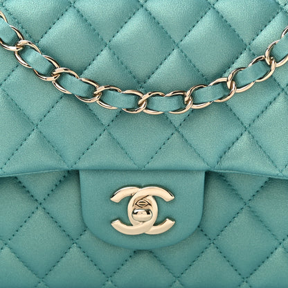 Chanel Iridescent Calfskin Quilted Medium Double Flap Green 8 of 11