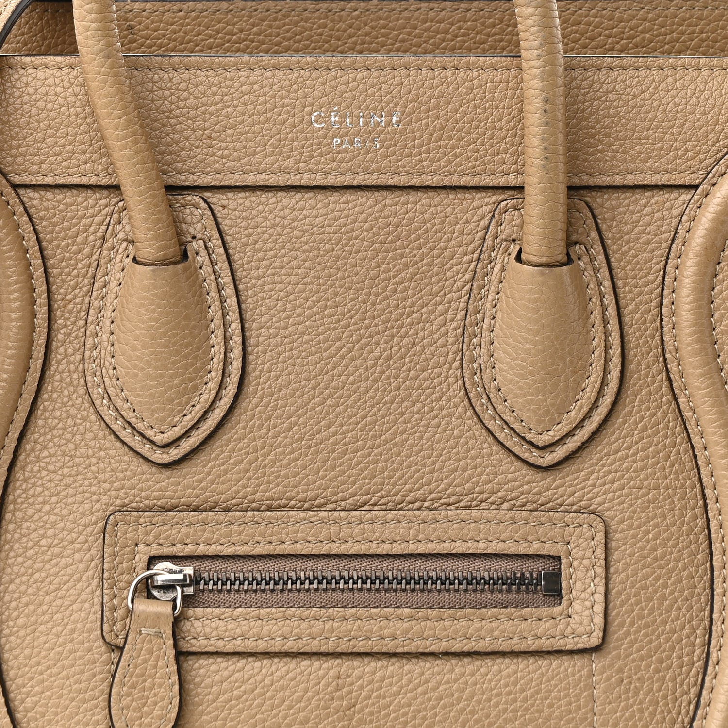 Celine Drummed Calfskin Nano Luggage Dune 8 of 26