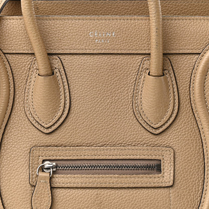 Celine Drummed Calfskin Nano Luggage Dune 8 of 26