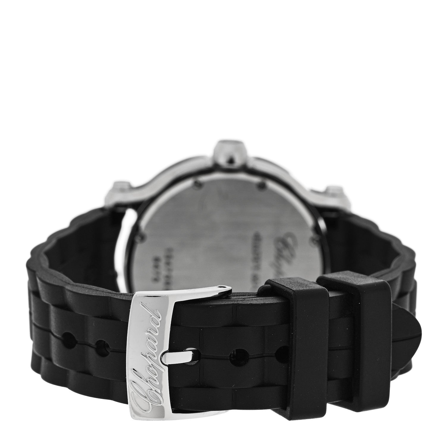 Chopard Stainless Steel Rubber 3 Diamond 36mm Happy Sport Quartz Watch Black 3 of 5