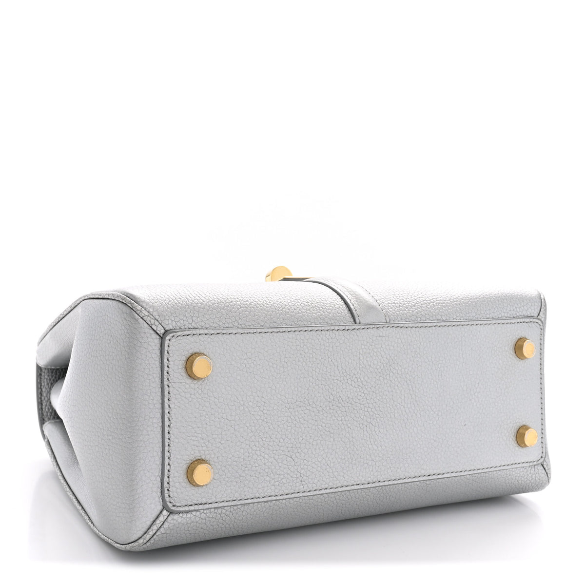 Celine Laminated Grained Calfskin 16 Top Handle Bag Silver 4 of 12