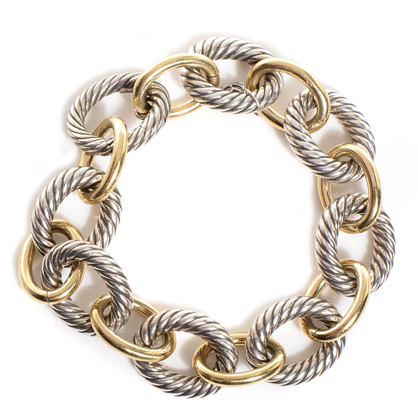 Sterling Silver 18K Yellow Gold 17mm Extra Large Oval Link Bracelet